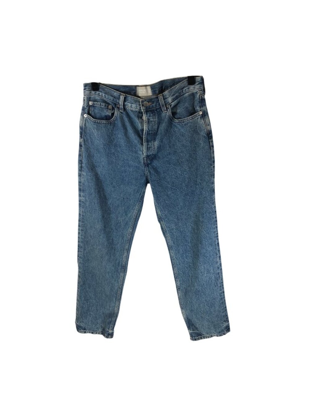 Everlane Relaxed Straight Jean Blue Denim High Rise Organic Cotton Button Fly 28